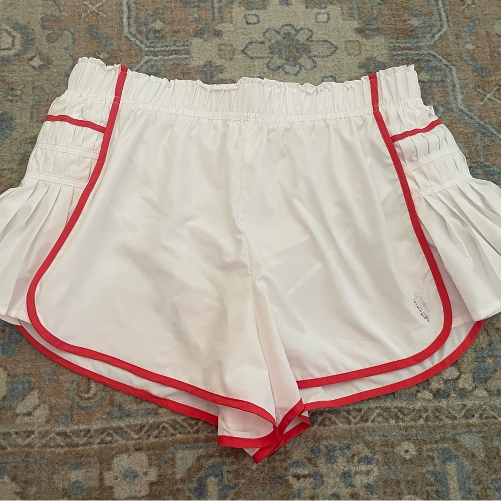 White and Red Women's Shorts